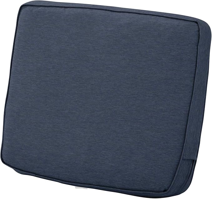 Classic Accessories Montlake Water-Resistant 21 x 22 x 4 Inch Patio Lounge Back Cushion, Heather Indigo Blue, Outdoor Loveseat Cushions