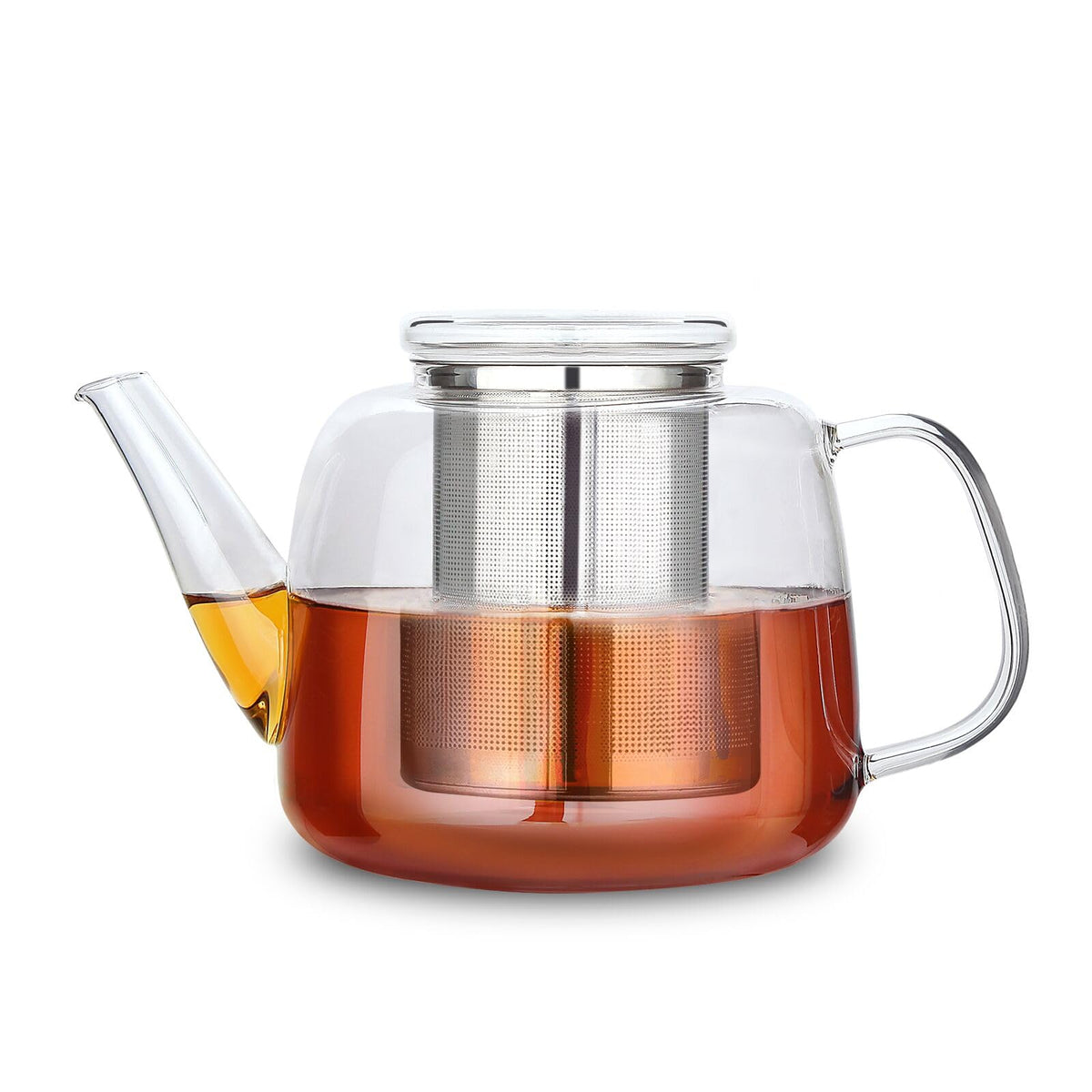 Easyworkz Borosilicate Glass Teapot 50oz with Large Stainless Steel Removable Loose Tea Infuser for Fruit Herbal and Infusion
