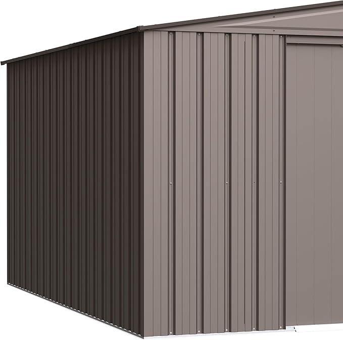 Cover It 5' x 3' Galvanized Steel Outdoor Storage Shed with Pent Roof and Lockable Sliding Doors, Weather-Resistant Steel Storage Shed for Backyards, Tan
