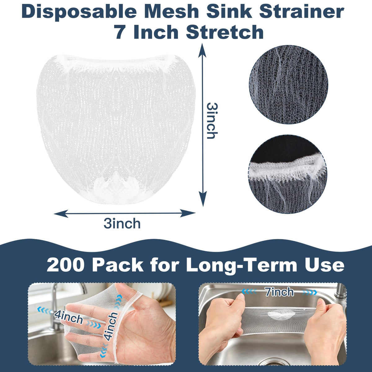 Nuvahome Disposable Sink Drain Strainer: 200Pack Sourdough Mesh Cover