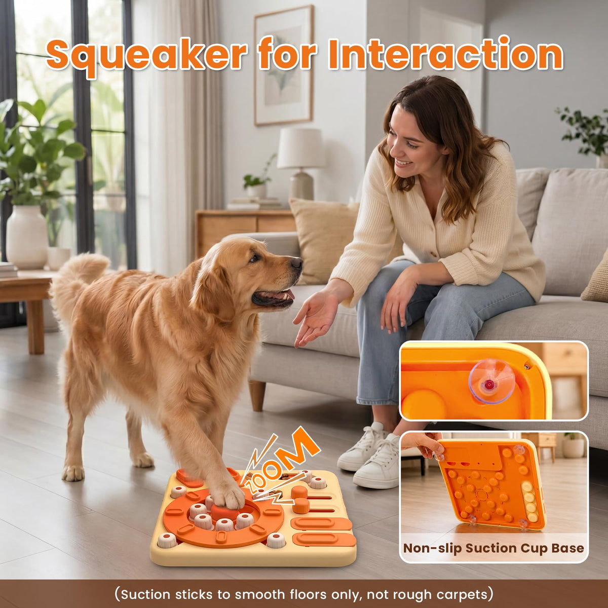 Myrauv Dog Puzzle Toy, 4-Level Interactive Dog Toys with Suction Cups, Brain Stimulating Puzzle Feeder Dog for Large Medium Small Dogs, Slow Feeder