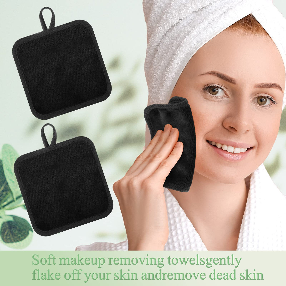 32 Pcs Makeup Remover Pads 5 x 5 Inch Soft Reusable Cloths, Black