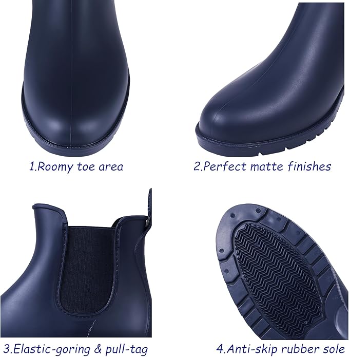 Asgard Women's Ankle Rain Boots Waterproof Chelsea Boots