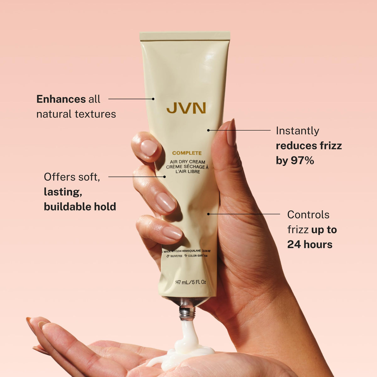 JVN No Heat Complete Air Dry Cream, 5 Fl Oz