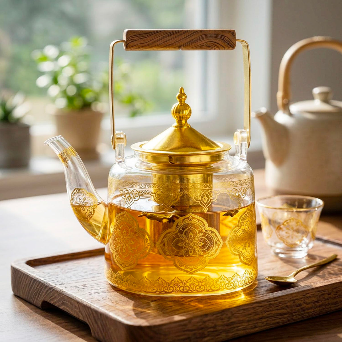 dingdaer Glass Teapot Stovetop 36 OZ/1100ml, Borosilicate Clear Tea Kettle, Tea pot with Removable Stainless Steel Infuser, Flower teaTea Leaf Teapot Maker Tea Brewer for Camping, Travel, Square