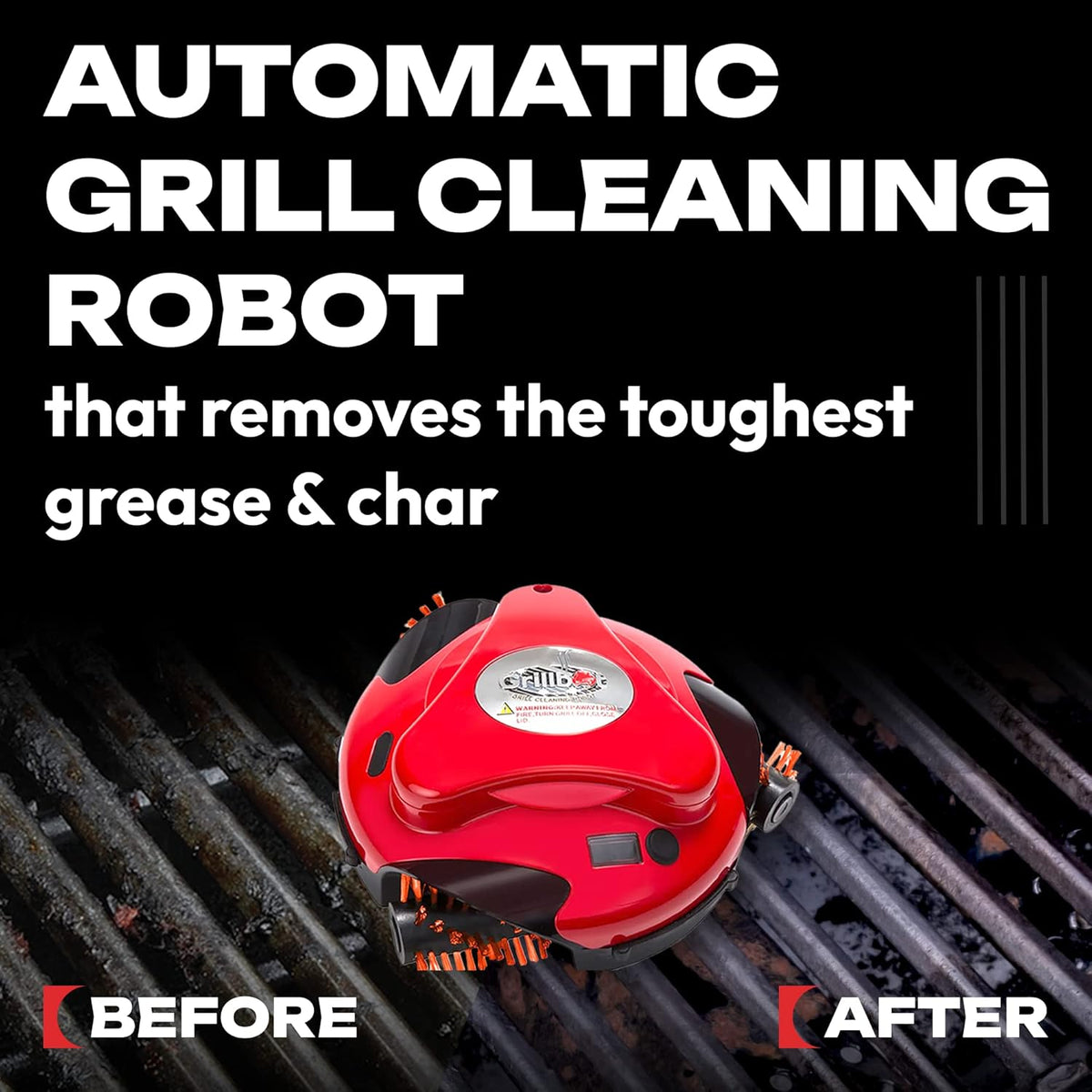 Grillbot Automatic Grill Cleaning Robot with Nylon Brushes, BBQ Grill Cleaner, Grill Brush, Grill Scraper, BBQ Accessories (Red Grillbot)