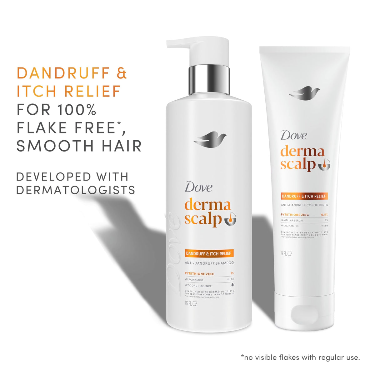 Dove Derma Scalp Dandruff & Itch Relief Shampoo, Pyrithione Zinc, 16 Fl oz