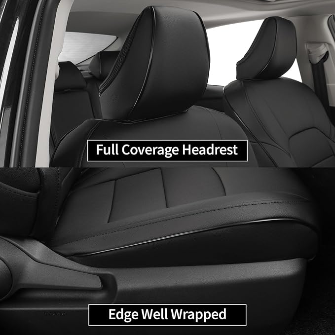 EKR Camry Seat Covers for Toyota Camry L, LE, SE 2018-2024 & SE Nightshade 2020-2024,(Not for Hybrid) Leather Car Seat Cover Full Set for Trucks SUV-Faux Leather (Black)