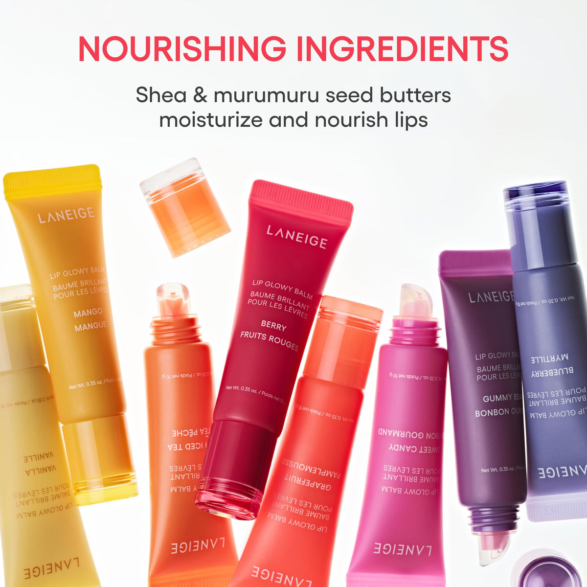 LANEIGE Lip Glowy Balm: Sheer Tinted Lip Treatment Balm Tube with Shea & Murumuru Butters for Hydrating, Moisturizing, Glossy, Non-Sticky Shine, Berry | Korean Skin Care, Sweet Candy