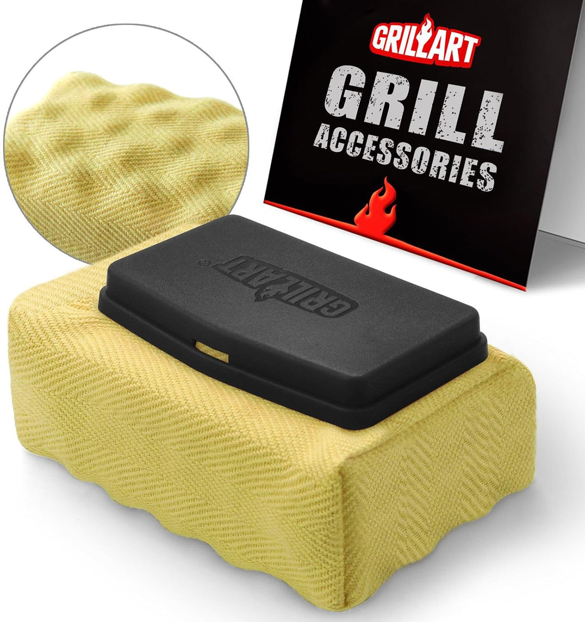 GRILLART Grill Brush Bristle Free, Replaceable BBQ Cleaning Head (No Handle), Safe Replacement Cleaning Pad for Cast Iron/Stainless-Steel Grates - Black