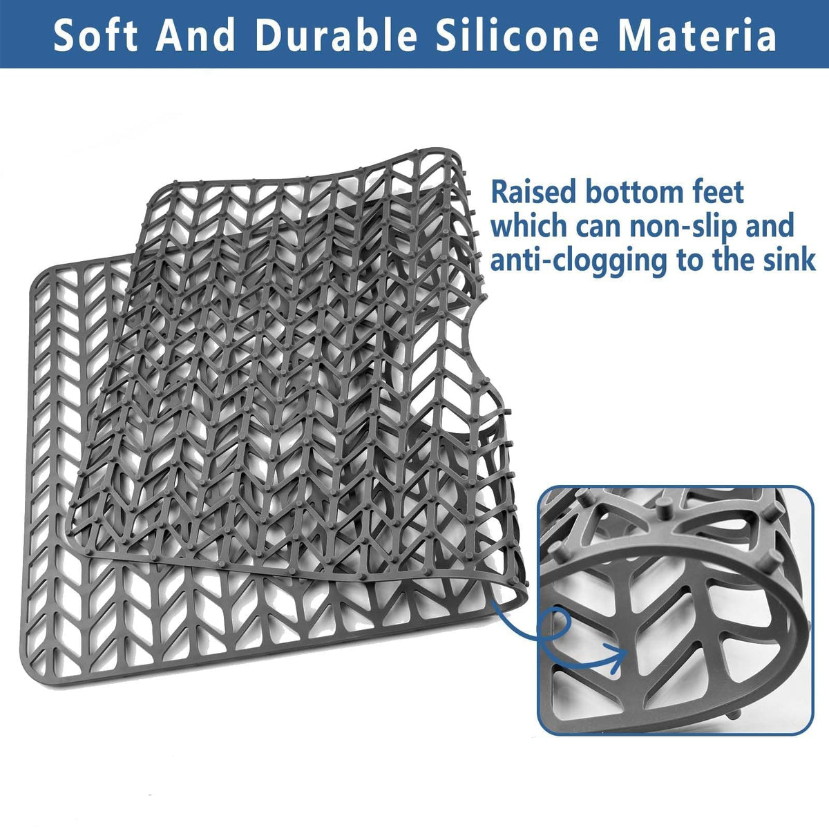AWOKE Silicone Sink Protectors for Kitchen Sink, 30" x 16" Center Drain