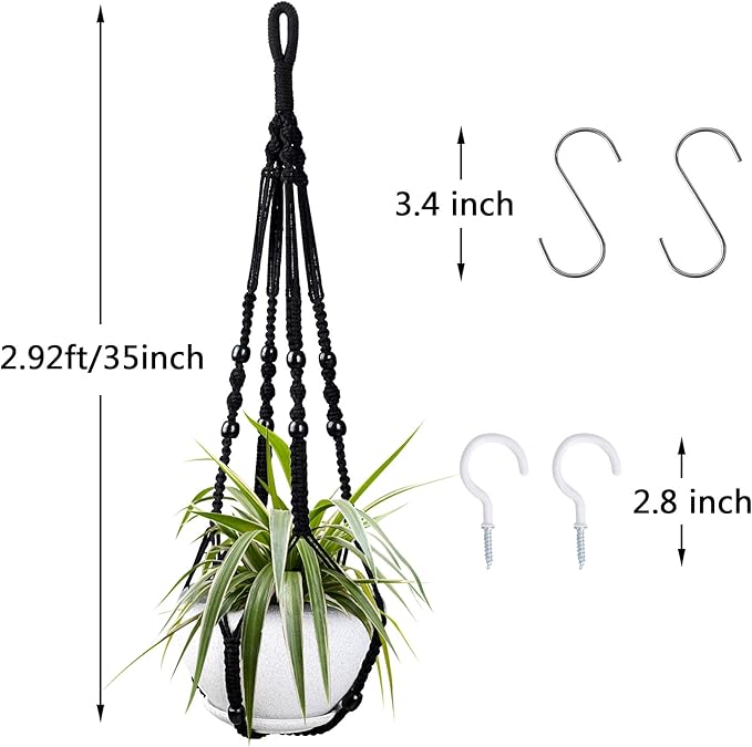 Augshy Macrame Hanging Planter, 2 Pack Hanging Planters for Indoor Plants Indoor Outdoor Decor Handmade Hanging Plant Holder(35 Inch)