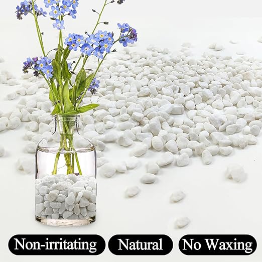 2lbs White Pebbles for Indoor Plants, 3/8inch Small Rocks for Succulent Cactus Planters, Natural Polished Pebbles, River Rocks for Plants, Vases, Garden