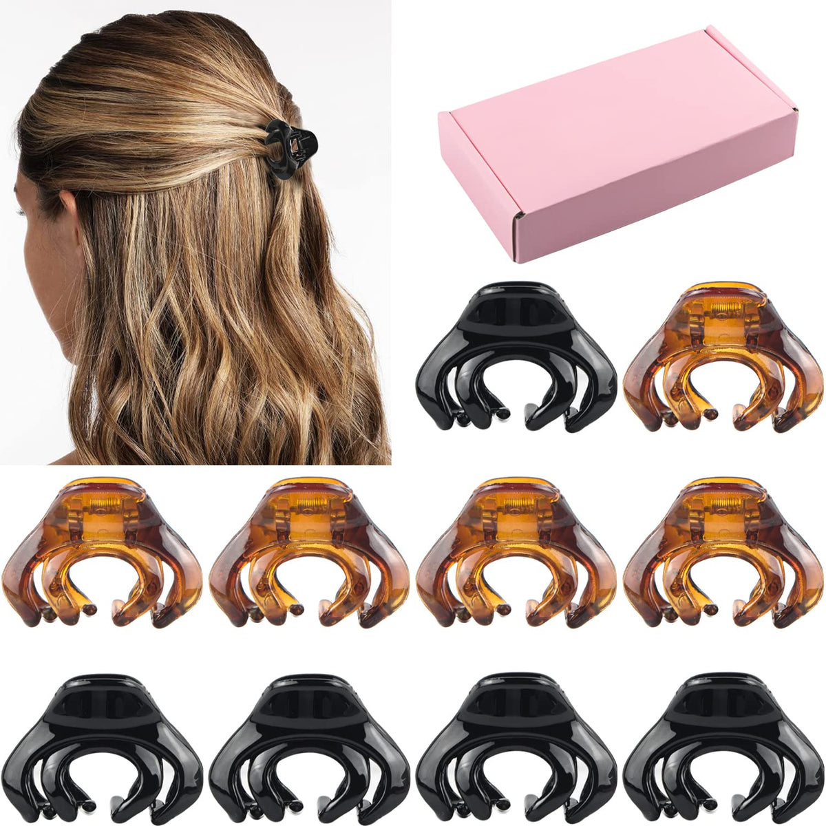 Mini Hair Clips For Women, Girls, Kids - Tiny Octopus Claw Clips For Thin/Medium Thick Hair, 1.5 Inch Matte Nonslip Spider Clips
