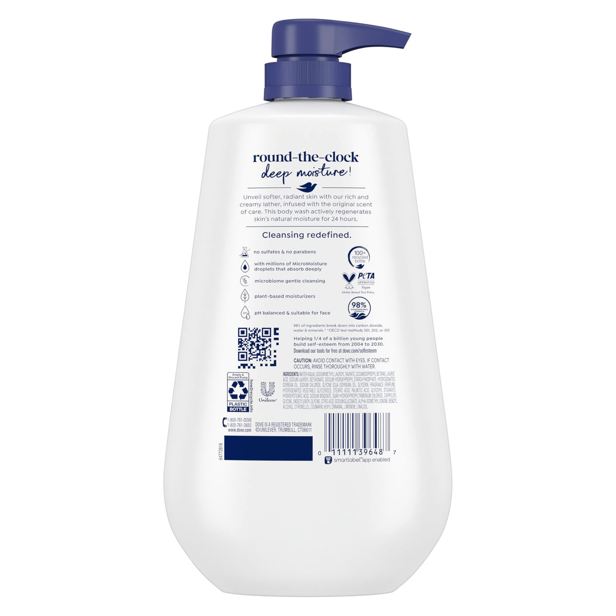 Dove Deep Moisture Body Wash, 30.6 oz Pump, Sulfate Free