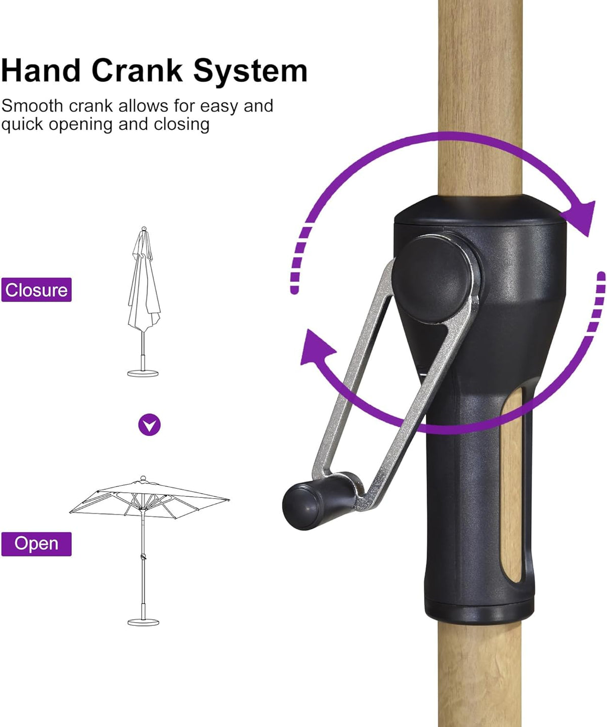 PURPLE LEAF 6' x 6' Market Umbrella Outdoor Table Umbrella Aluminum Patio Umbrella with Push Button Tilt & 8 Sturdy Ribs and Crank Outdoor Umbrellas for Deck Backyard Beach, Navy Blue