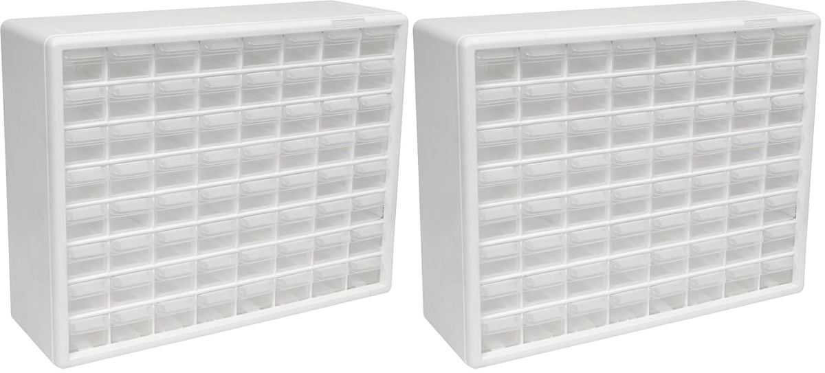 Akro-Mils 64-Drawer Plastic Drawer Storage Cabinet for Garage Organization, Bead Organizer, Building Bricks Storage, Teacher Toolbox, Makeup Organizer, 20-Inch W x 6-Inch D x 16-Inch H, 10164 White