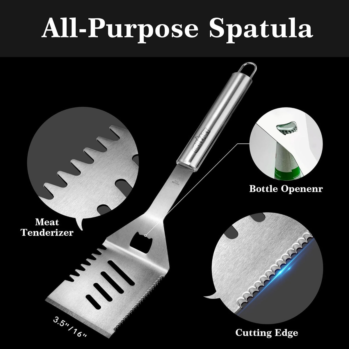 GRILLART Grill Tools Grill Utensils Set - 3PCS BBQ Tools, Stainless Barbeque Grill Accessories -Spatula/Tongs/Fork w/Insulated Glove, Ideal BBQ Set Grilling Tools for Outdoor Grill, Gifts for Men Dad