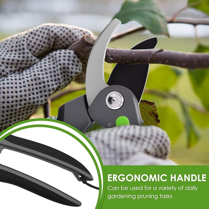 Pruning Shears for Gardening 8.6 inch Steel Garden Clippers with Safety Lock Handheld Gardening Shears Ergonomic Non Slip Plant Clippers Tools for Flowers Branches
