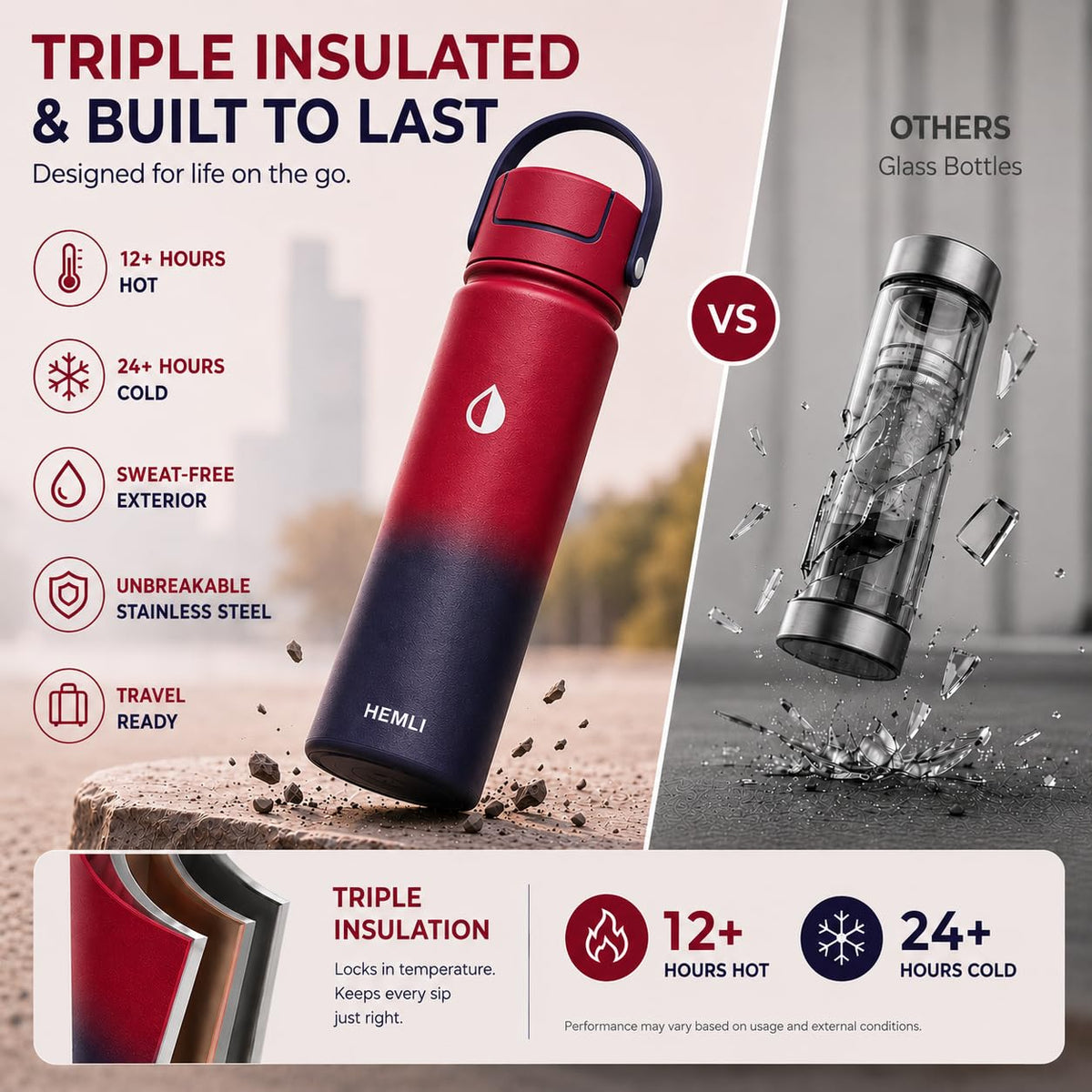 HEMLI 22 oz Ceramic Lined Tea Infuser Travel Tumbler, Micro-Mesh Stainless Steel Infuser, Pure Taste Ceramic Interior, Triple Insulated 12hr Hot Cold, Dual Sip & Straw Lid, Scratch-Resistant