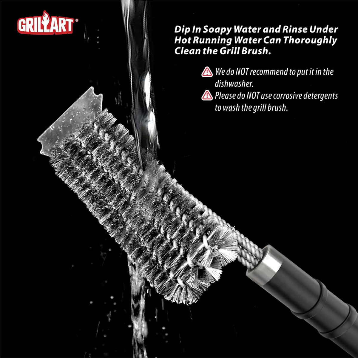 GRILLART Grill Brush and Scraper,18 Inch BBQ Grill Cleaning Brush Kit, Safe Wire Scrubber, Universal Fit BBQ Cleaner Accessories for All Grates