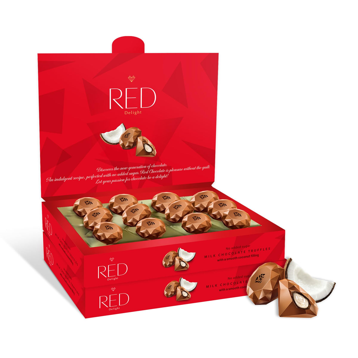 RED Delight Valentine’s Day Gift For Him Or Her - Milk Chocolate Truffles And A 14" Plush Teddy Bear (Qty 2 Boxes (4.66oz each) + 14" Teddy Bear, Milk