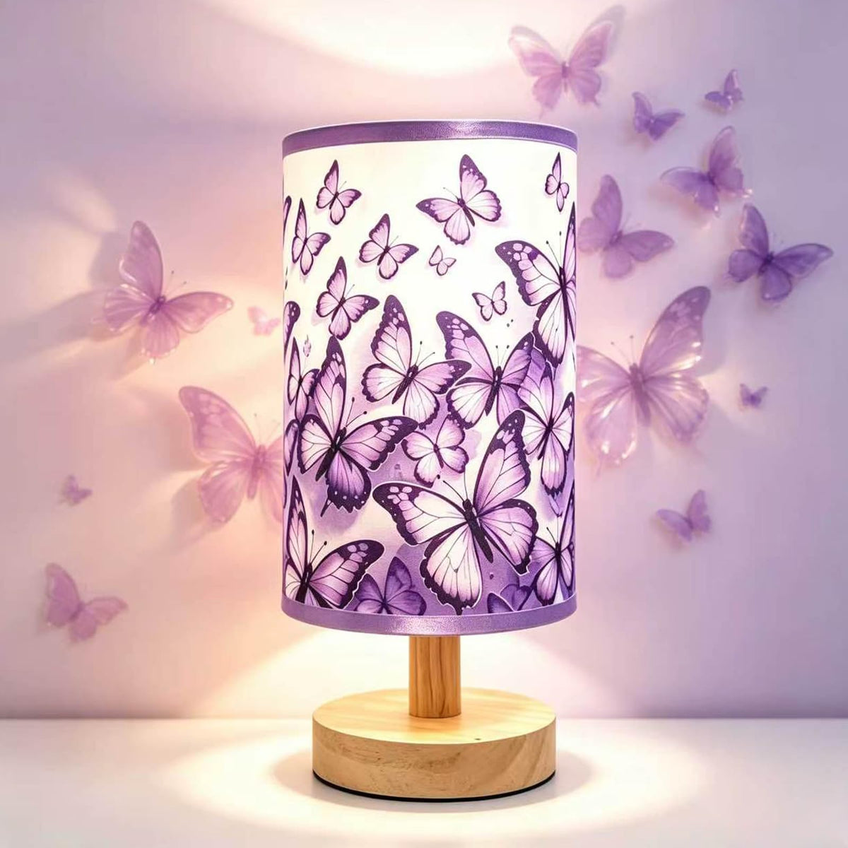 Butterfly Lamp, Girls Lamps for Bedroom 3 Colors Dimmable Nightstand Light