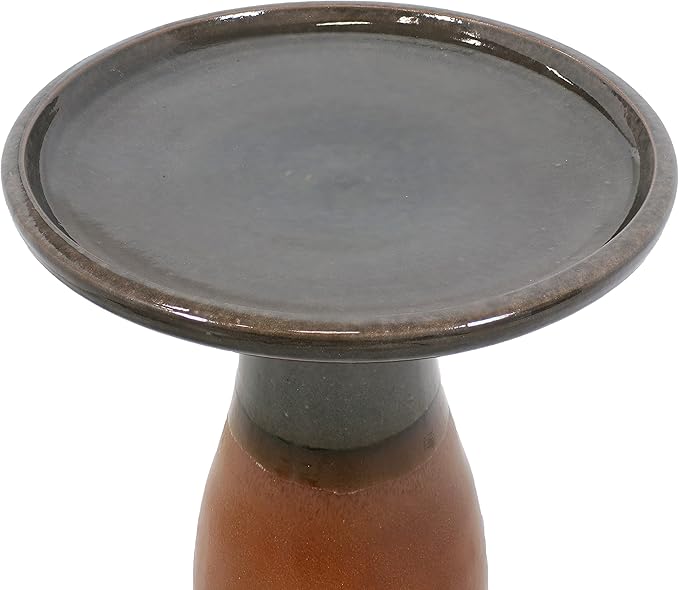 Sunnydaze 21" H Ceramic Bird Bath for Outside - Hand-Painted Outdoor Bird Bath Bowl, UV/Frost-Resistant Finish - Dusty Rose - Classic Pedestal