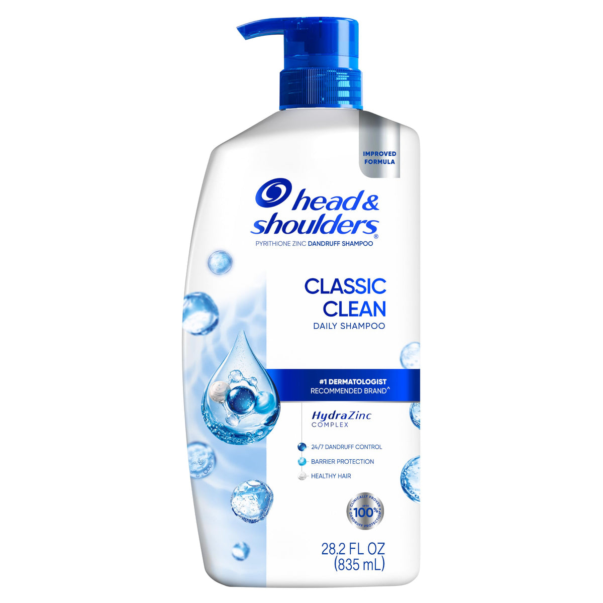 Head & Shoulders Classic Clean Anti-Dandruff Shampoo, 72-Hour Dandruff Protection, 1% Pyrithione Zinc, 28.2 fl oz