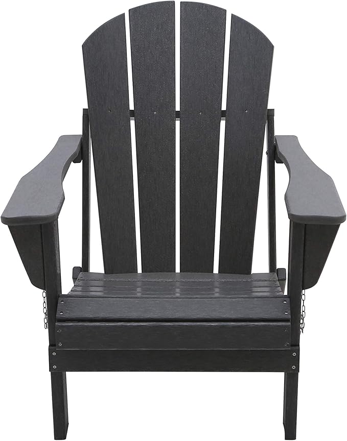Westin Outdoors Laguna WO Home Outdoor Adirondack Folding Chair Lounger Seat Traditional Retro Home Furniture for Beach, Balcony, Backyard, Lawn, Patio, Pool, Deck, Garden (Gray)