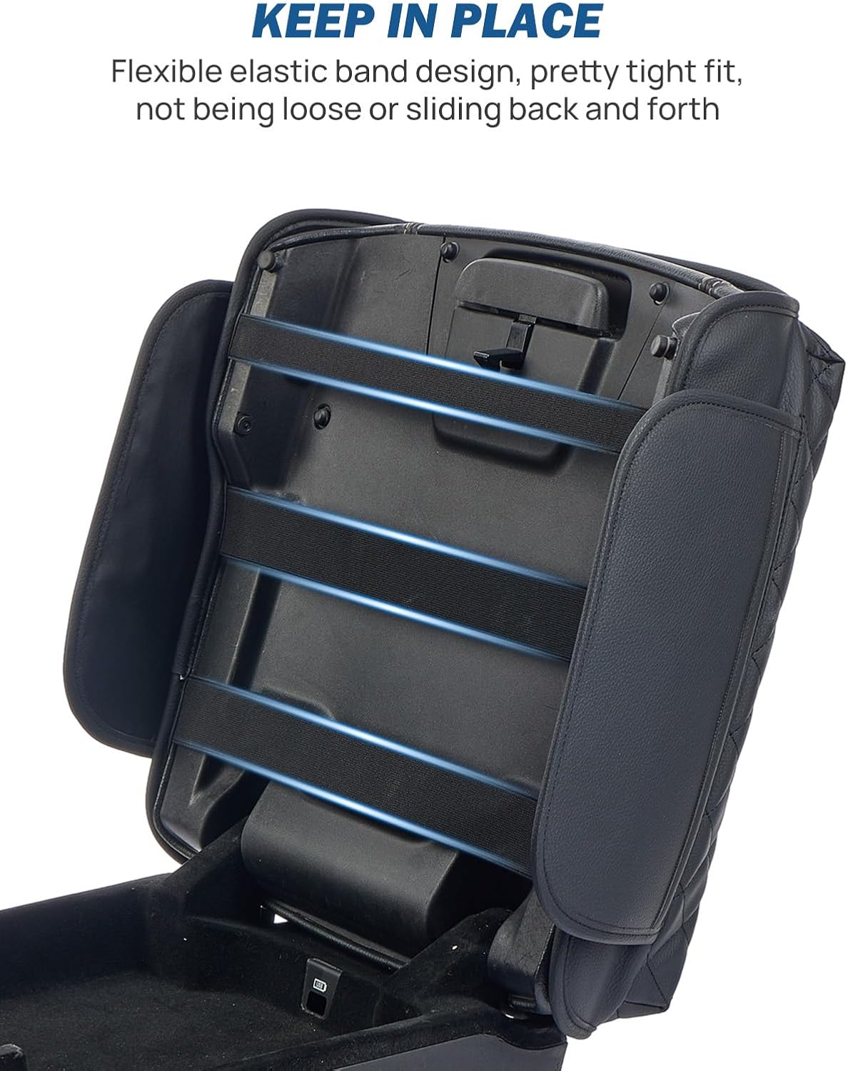 JOYTUTUS Center Console Cover for Ram 1500, 2500, 3500 (2019-2025) - Leather Arm Rest Cover with 2 Pocket