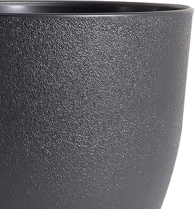 9/8/7.5 inch Plant Pots, Set of 3 Modern Decorative Plastic Planters with Drainage Holes and Tray, Flower Pots for Indoor Outdoor Plants, Black