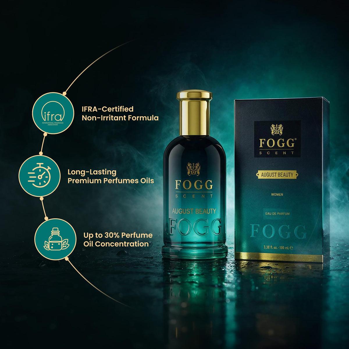 Fogg August Beauty Eau De Parfum for Women 100 ML | Fresh floral fragrance with fruity and musky notes