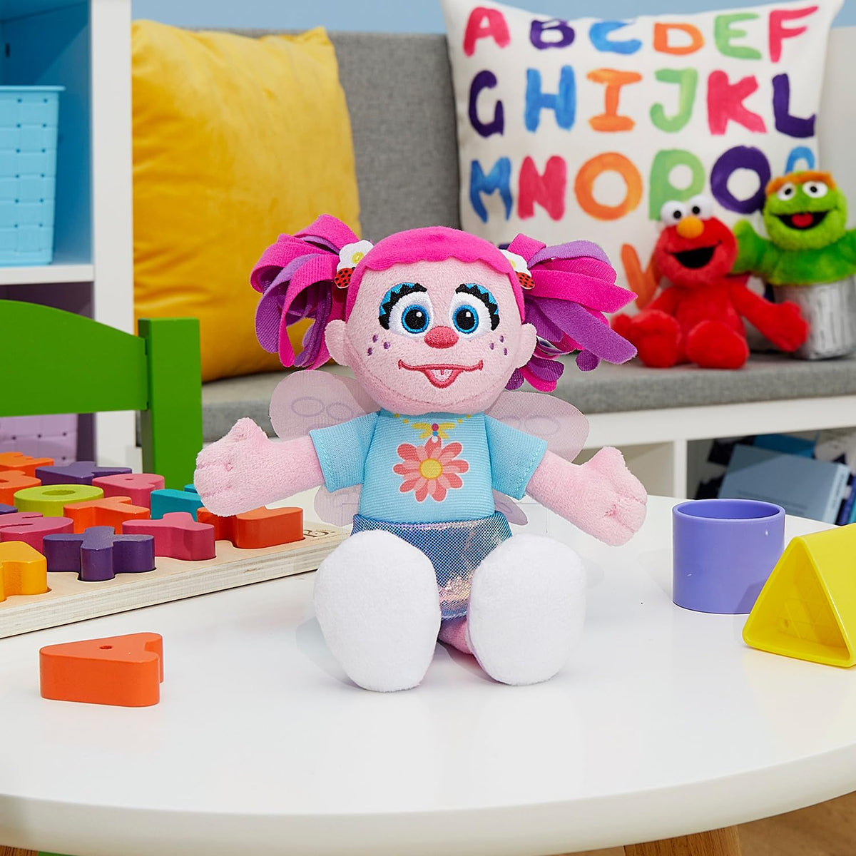 Sesame Street Friends Elmo and Abby Cadabby 8-inch 2-piece Sustainable Plush Stuffed Animals Set, Kids Toys for Ages 18 Month by Just Play