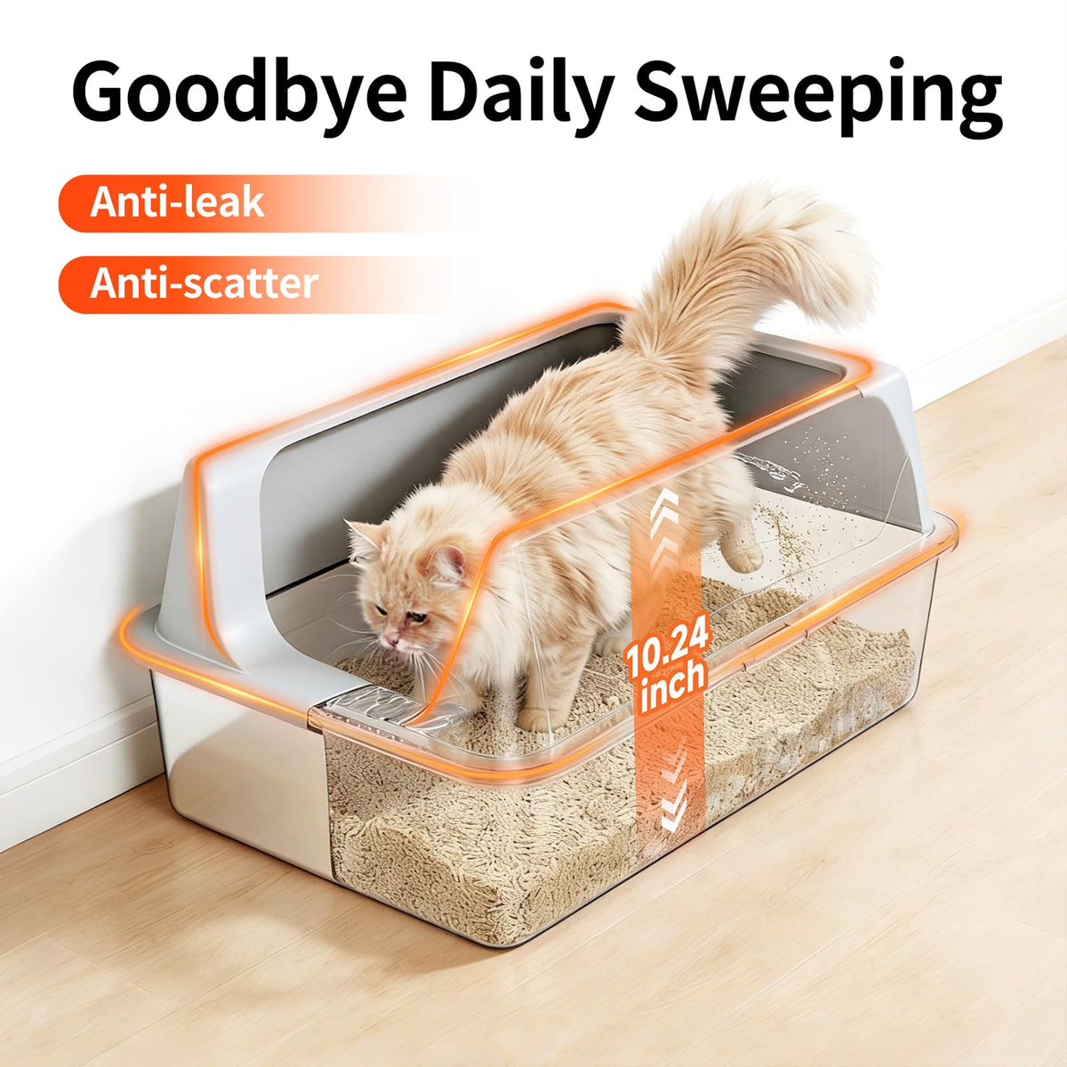 Tevila 2 Pack XL Stainless Steel Litter Box with High Sides for Large Cat