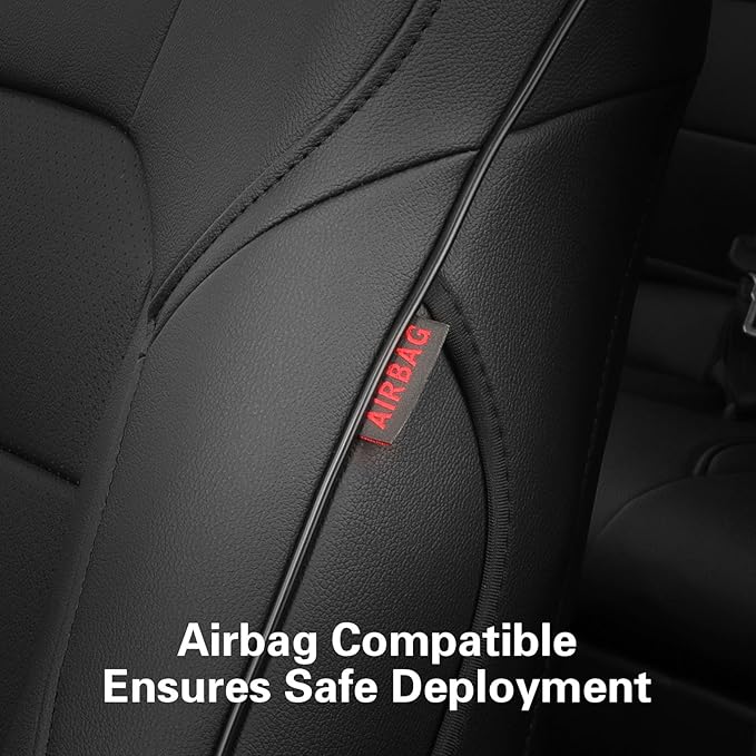 EKR Camry Seat Covers for Toyota Camry L, LE, SE 2018-2024 & SE Nightshade 2020-2024,(Not for Hybrid) Leather Car Seat Cover Full Set for Trucks SUV-Faux Leather (Black)