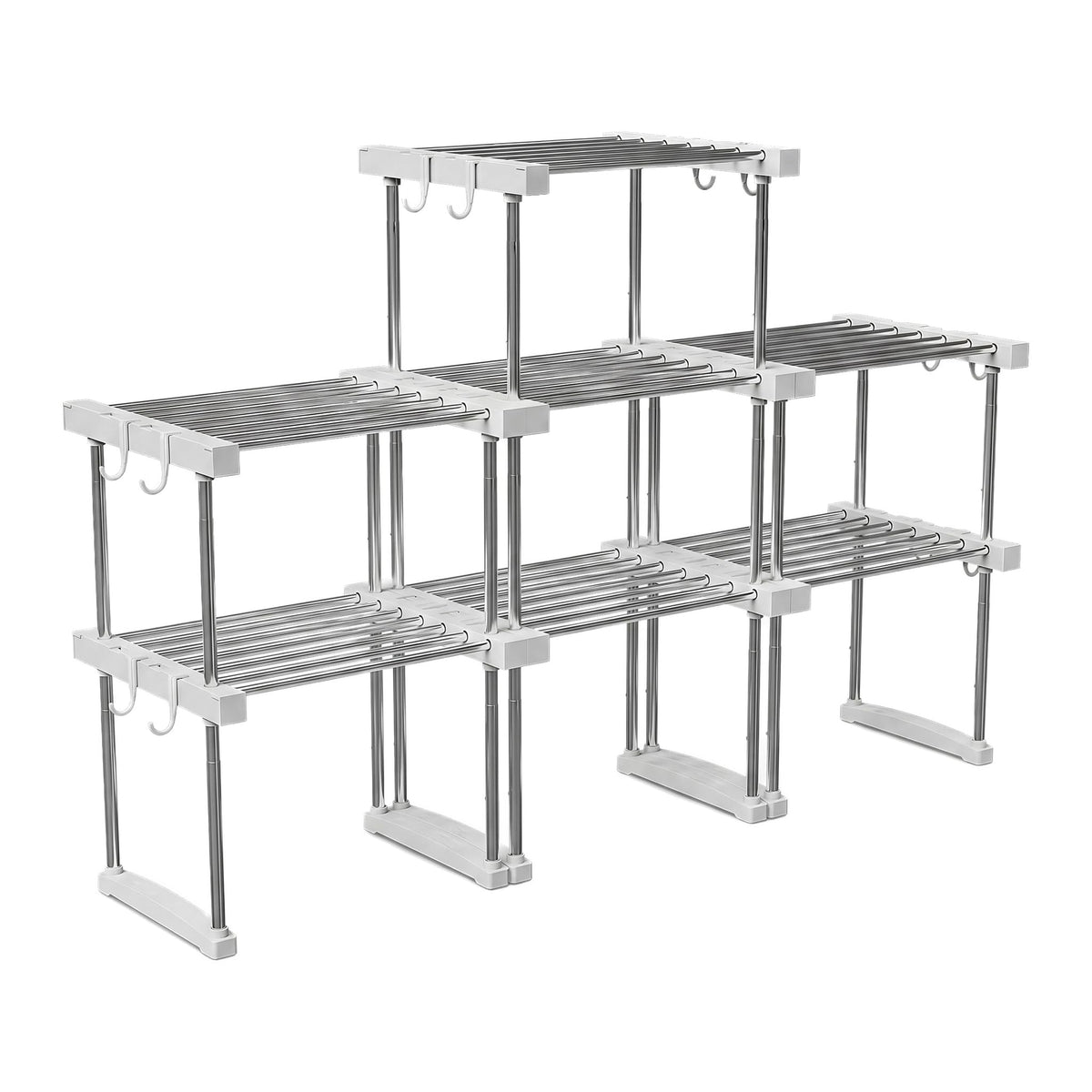 BLULEE Expandable Under Sink Organizer, No-Drill Adjustable Shelf