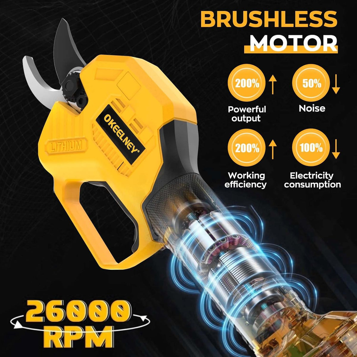 Electric Pruning Shears for DeWalt 20V Max Battery, Brushless Cordless Branch Cutter Pruner with 1.5 inch Cut Capacity for Tree trimming, Shrubs, Gardening (Tool Only)