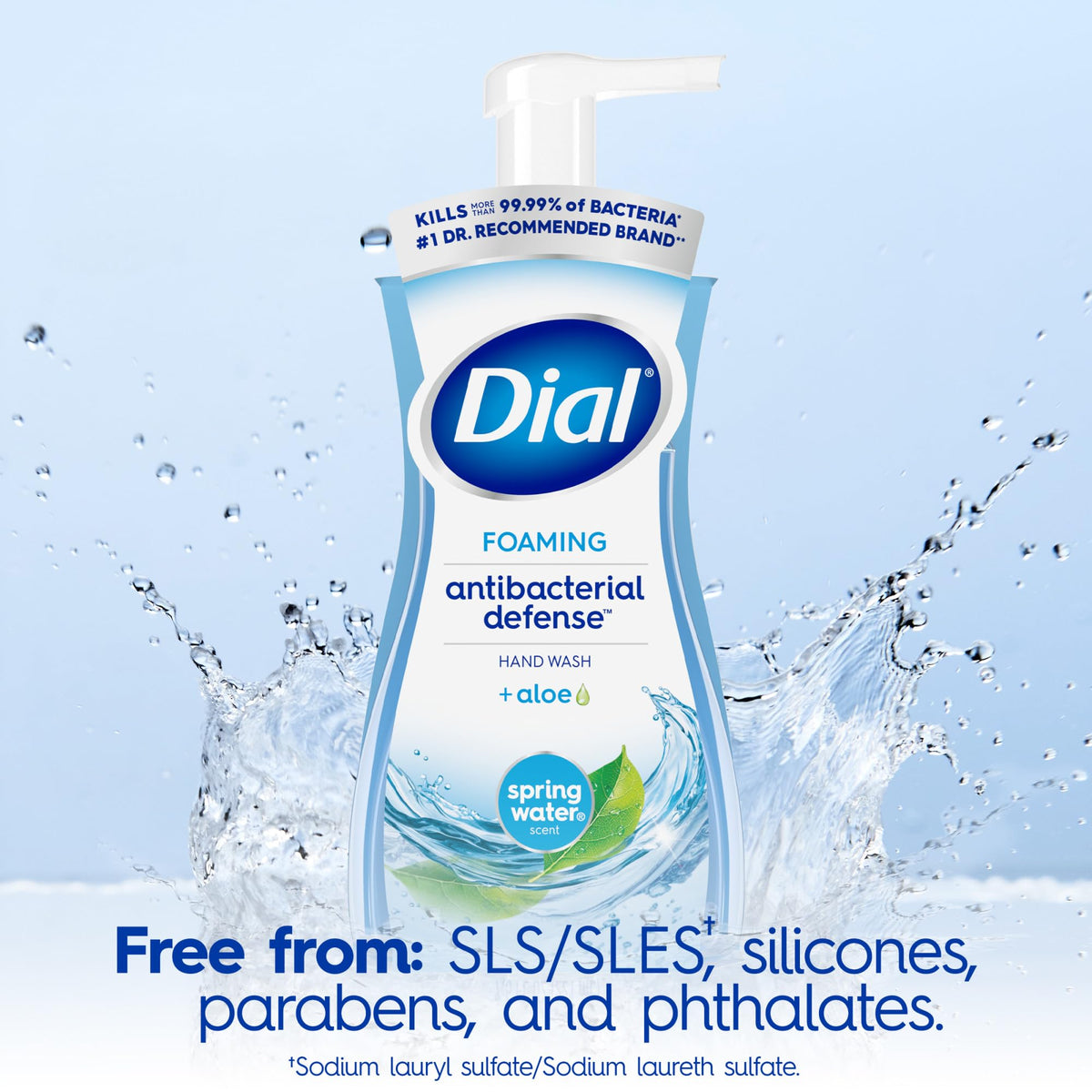 Dial Antibacterial Foaming Hand Soap, Spring Water Scent, 7.5 Fl Oz, 6-Pack