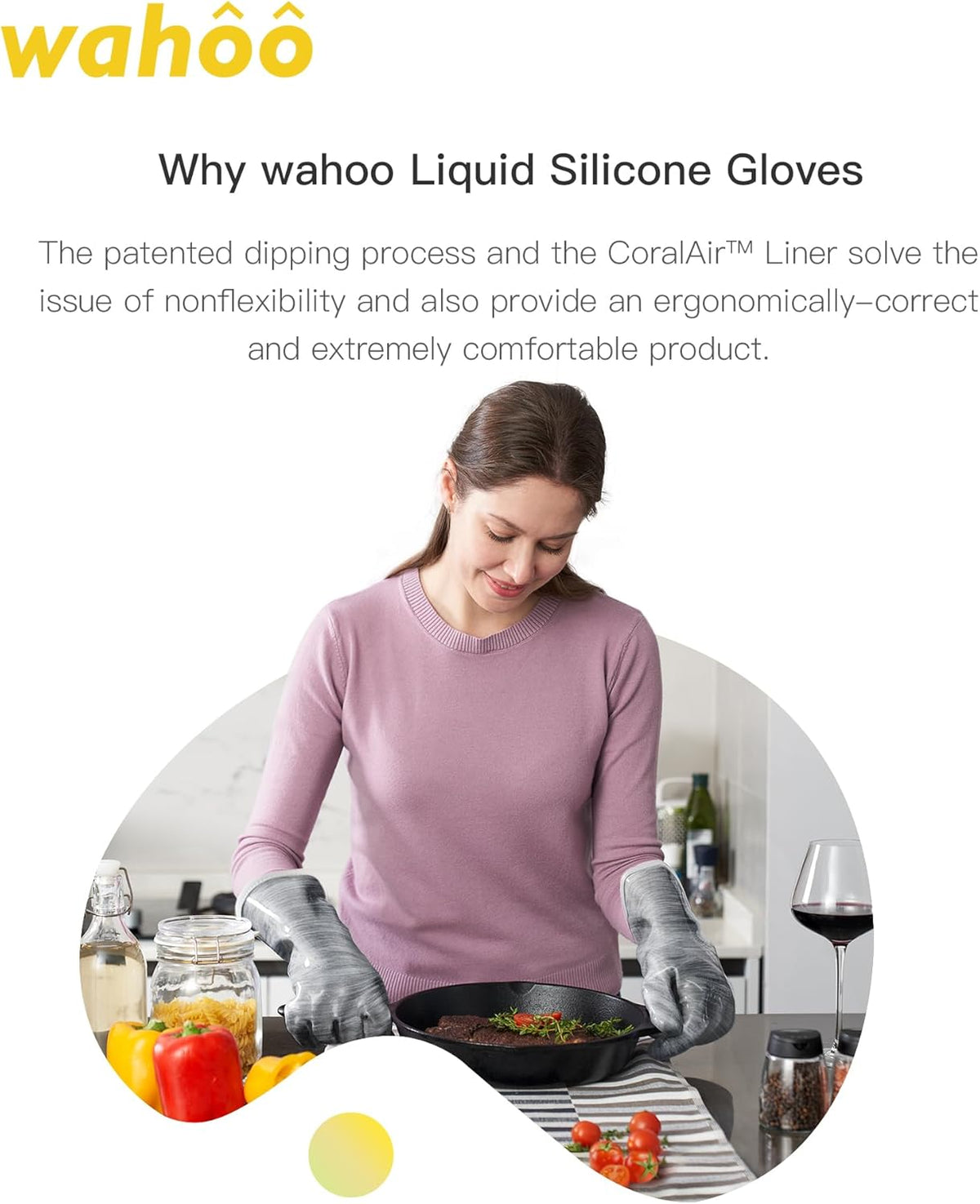 wahoo Liquid Silicone Smoker Oven Gloves, Food-Contact Grade, Heat Resistant Gloves for Cooking, Grilling, Baking, Grey, XL
