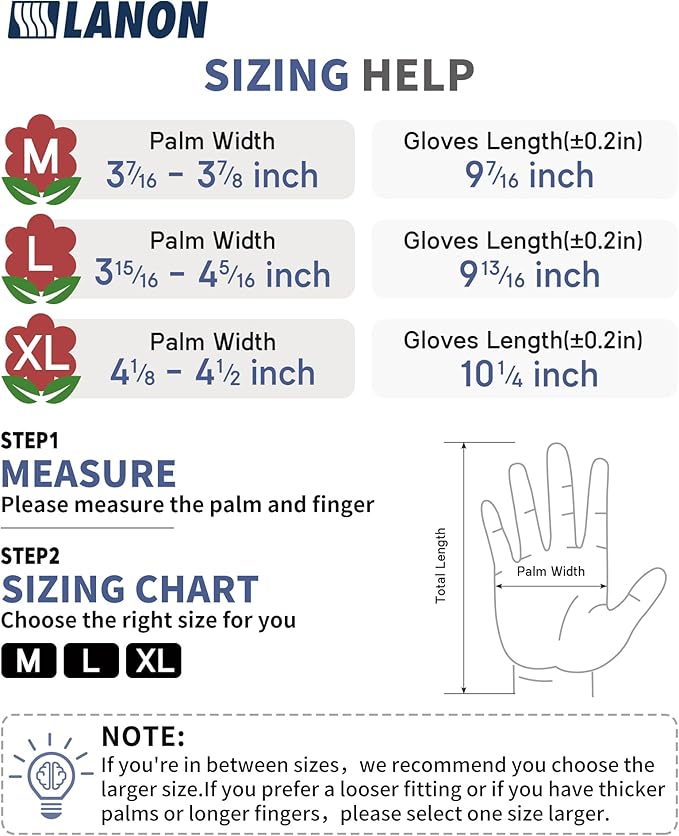 LANON Gardening Gloves for Men Women, 2 Pairs Nitrile Coated Garden Gloves with Grip, Breathable B.COMB AIR Technique, Dusty Olive & Bluebird, XLarge