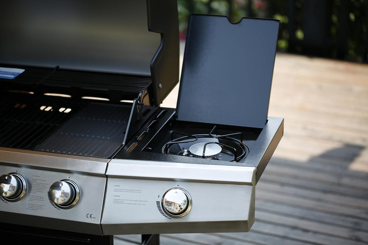 MASTER COOK 4 Burner Gas Grill, 52,000BTU Cabinet Style Grill, Propane Grill with Side Burner, Built with Stainless Steel (Black)