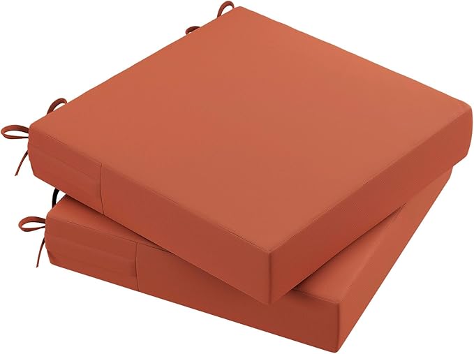 AAAAAcessories Outdoor Seat Cushions for Chairs, Waterproof, Fade-Resistant Patio Furniture Replacement Cushions, 18" x 18" x 2", Set of 2, Rust