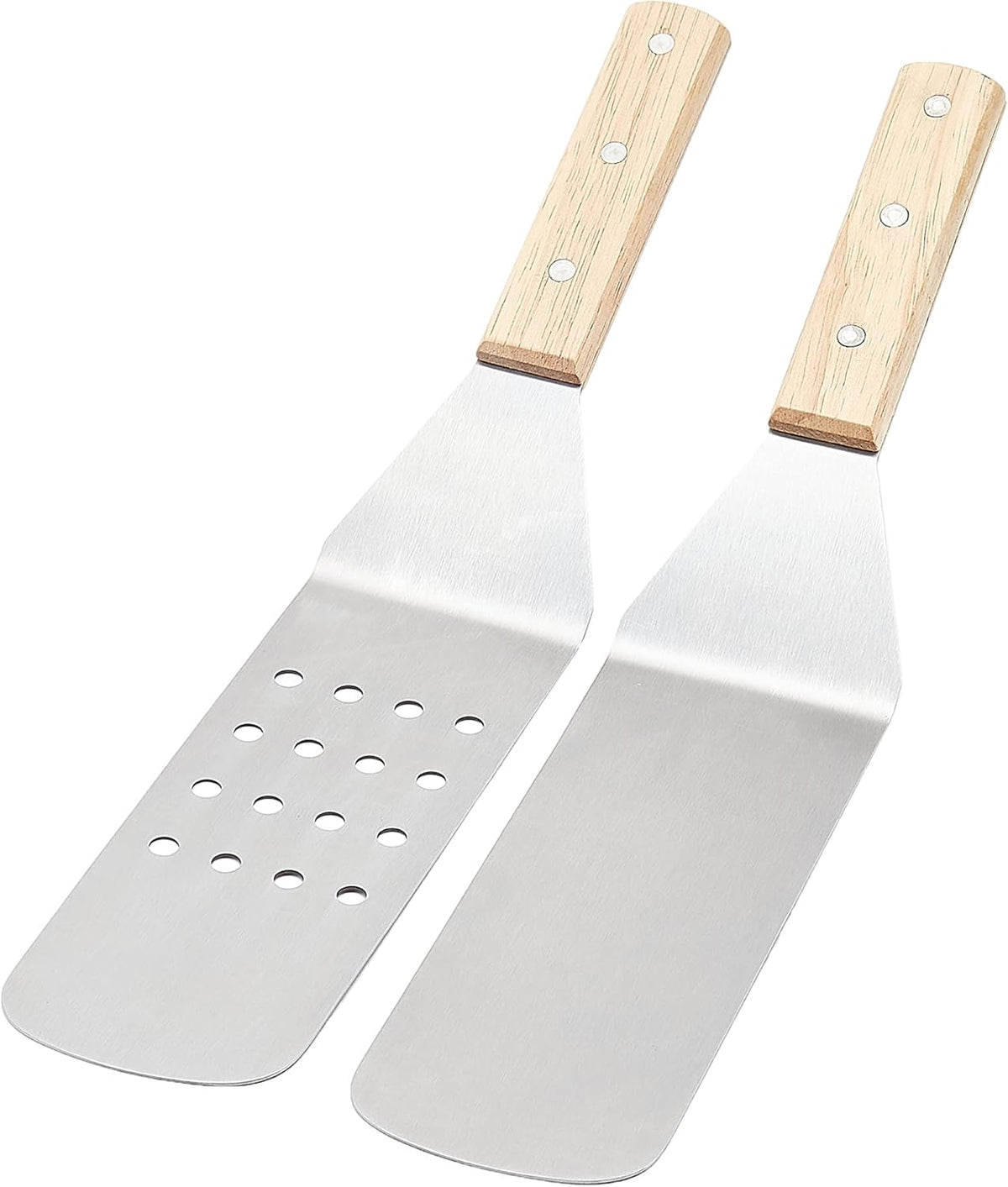 Amazon Basics 4-Piece Stainless Steel Barbecue Flat Griddle Spatula Set, Waterproof, Anti-UV, Durable, Silver