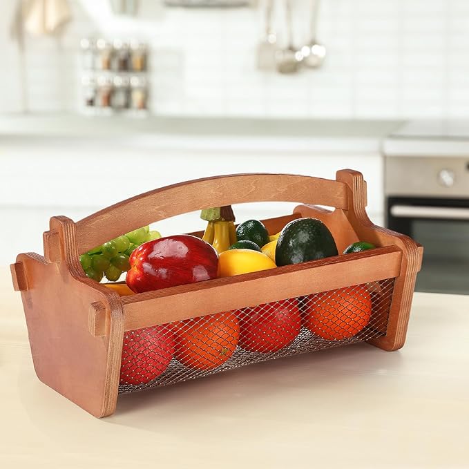 Garden Harvest Basket Mesh Storage with Handle Versatile Gardening Fruits Vegetables Gathering Basket Garden Supply Gardener Gift Spring for Washing Holding(Brown,19in)