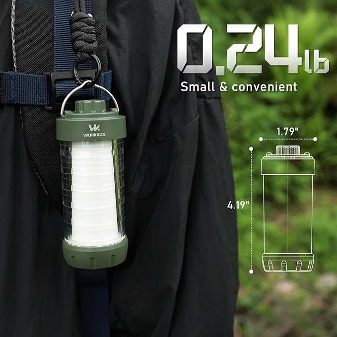 Wurkkos CL01 Camping Lantern Rechargeable, 550LM Waterproof Tent Light with Magnet Base, Up to 300H Runtime,Portable Lantern Flashlight with RGB light,Emergency Camp Light for Hurricane,Hiking,Camping