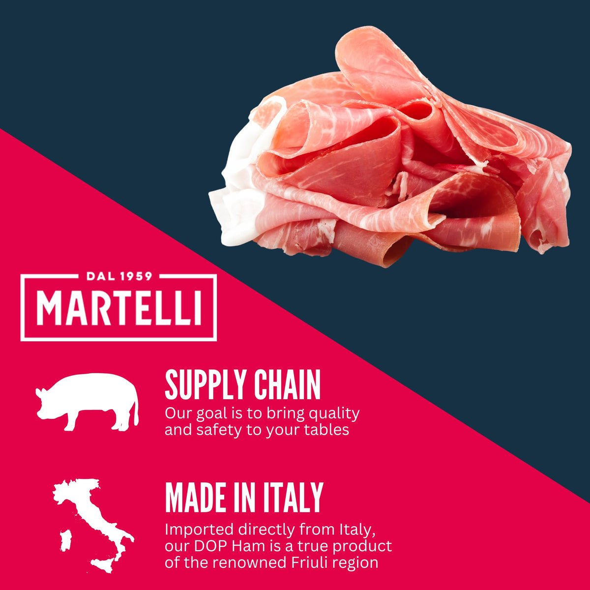 San Daniele Whole Ham (approx 16 lbs) - MARTELLI Boneless Italian Prosciutto Aged 16 Months, Sweet and Delicate Flavor - DOP Product of San Daniele