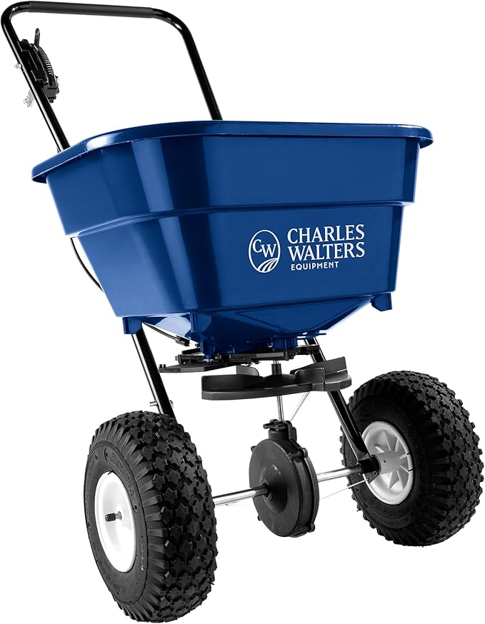 Charles Walters Equipment CW1500 Estate Style Broadcast Spreader for Spreading Fertilizer and More on Lawns, Sidewalks, and Driveways, 65lb Capacity, 31" x 32"