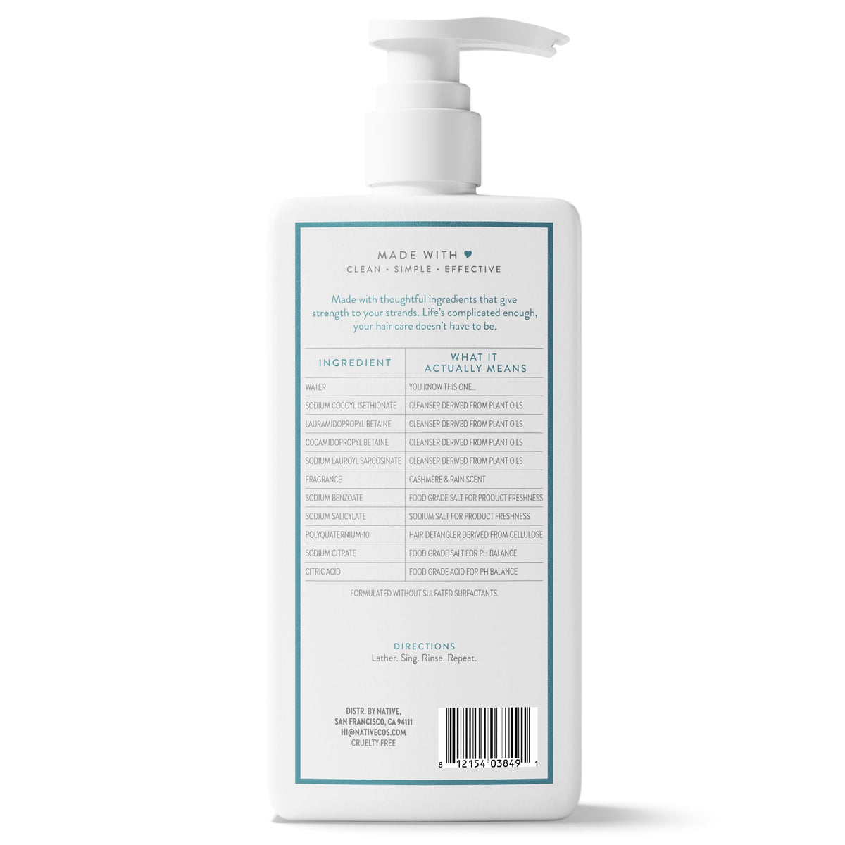 Native Strengthening Shampoo Cashmere & Rain 16.5 fl Oz.