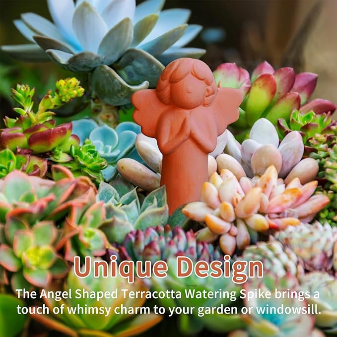 WILDKEN Terracotta Watering Globes, 3 Pack Angel Shaped Plant Watering Spikes Vacation Self-Watering Planters Devices for Indoor and Outdoor Plants